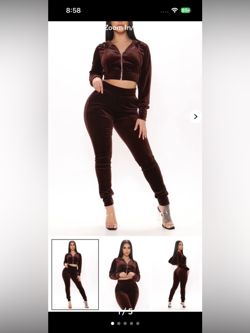 Fashion Nova Midnight Teal Velvet Zip Hoodie Set XL